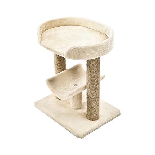 New Amazon Basics Multi- Platform Cat Tree with Scratching Post | 18 x 14 x 22 Inches, Beige, Platform