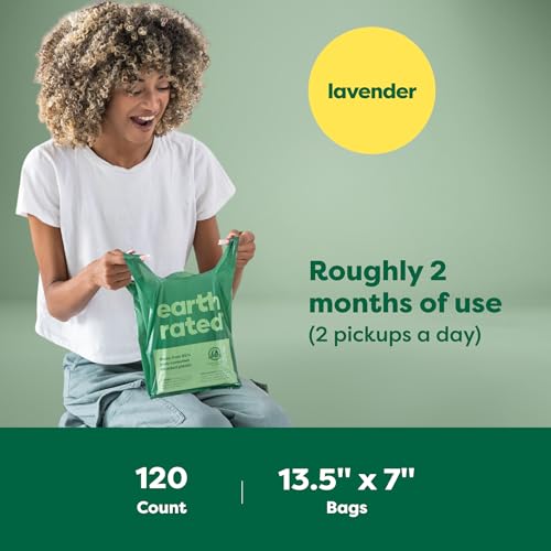 New Earth Rated Poop Bags with Handles | Lavender, 120 Bags