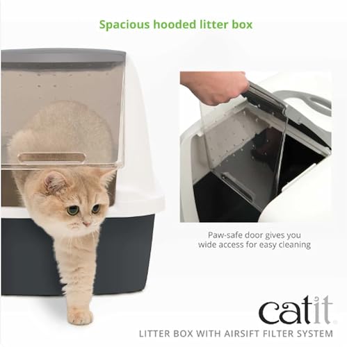 New Catit Airsift Jumbo Hooded Litter Pan | Warm Gray/White, Jumbo