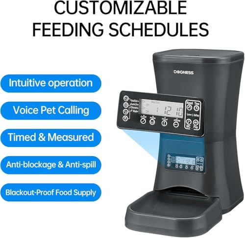 New DOGNESS Automatic Dog Feeder (Programmable, Voice) | Black, 9L