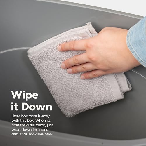 New IRIS USA Top Entry Cat Litter Box | Gray/White, Large