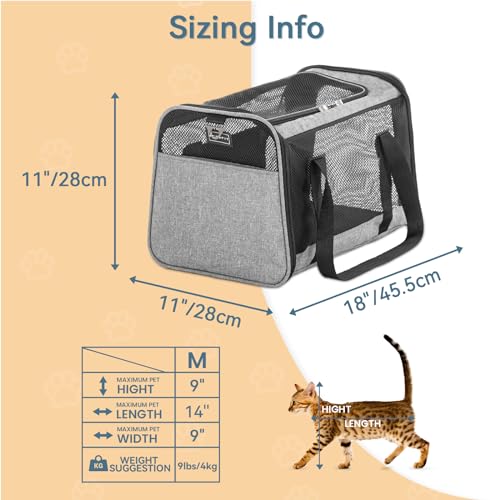 New Petsfit Airline Approved Soft Sided Carrier | 18″ × 11″ × 11″, Grey