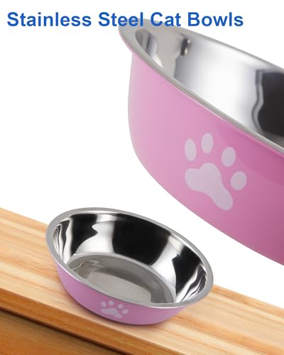 New 6 PCS Stainless Steel Cat Bowls Whisker Friendly | 6 pcs, 5.5 inch, Green