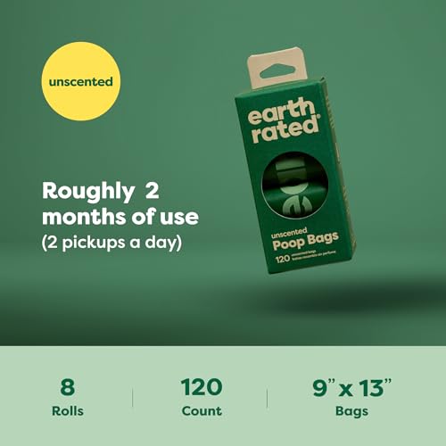 New Earth Rated Poop Bags Refill Rolls | Unscented, 120 Bags