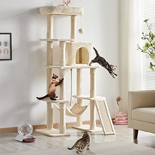 New Yaheetech Multi-Level Indoor Cat Play Structure with Hammock & Ball | 63"