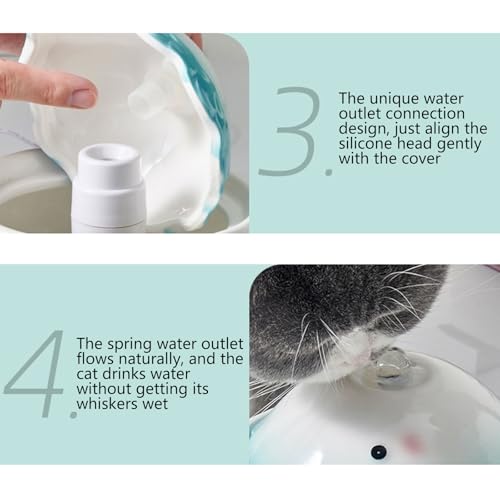 New Ceramic Cat Water Fountain Automatic Drinking Dispenser | 1L, Blue