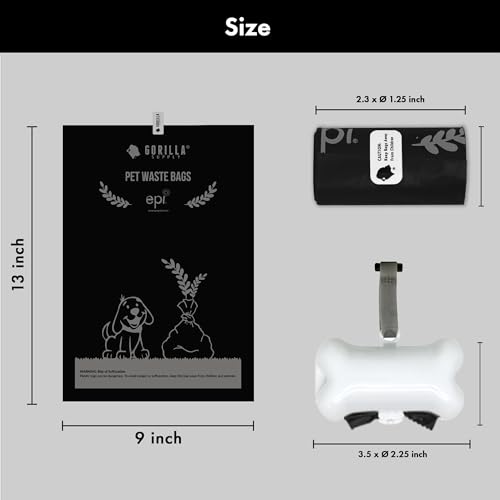 New Gorilla Supply Dog Poop Waste Bags with Dispenser | 9" x 13", 1000 Count