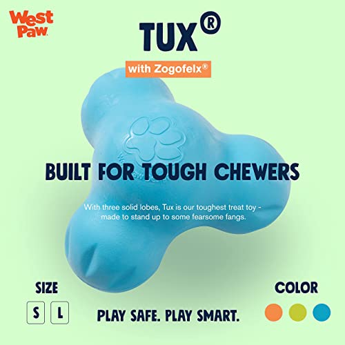 New West Paw Zogoflex Tux Treat Toy | Aqua Blue, Small (4")