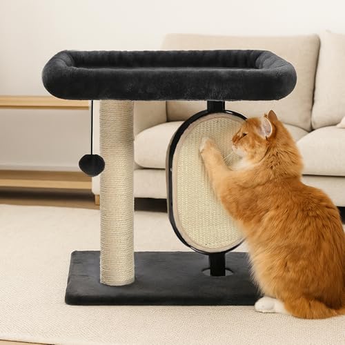 New Amazon Basics Single-Platform Cat Tree with Scratching Post & Pad | Gray, 15.7×11.8×18.5"
