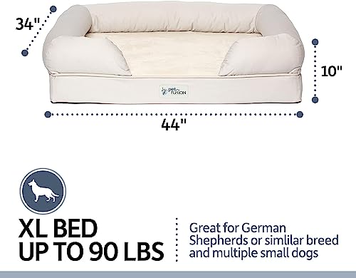 New PetFusion Extra Large Dog Bed w/ Solid 4" Memory Foam | X-Large (44x34"), Sandstone