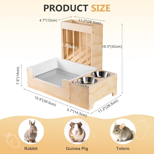 New Essenhome Extra-Large 3 in 1 Rabbit Litter Box | Wood