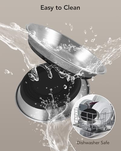 New Stainless Steel Cat Bowls Wide and Shallow | 4 pcs, 6.3 inch, Stainless steel