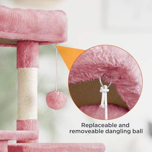 New Yaheetech Multi-Level Kitten Tree with Sisal Posts & Condo | Pink, 63"