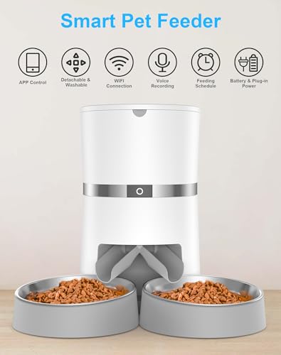 New WellToBe Automatic Pet Feeder with Splitter & Double Bowls | Up to 6 Meals