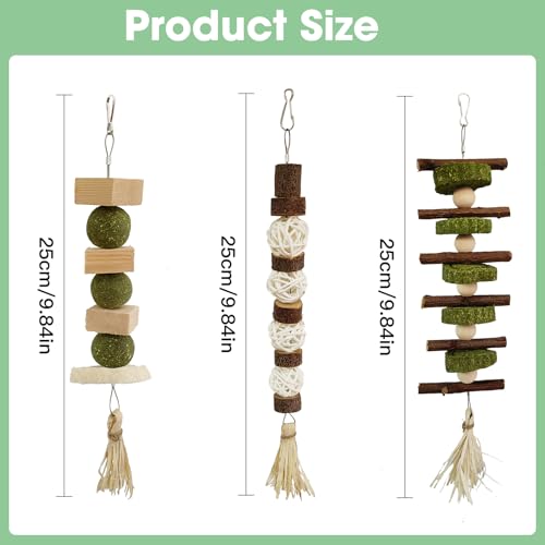 New WDEFUN Bunny Chew Toys Natural Hanging Rabbit Chew Toy Treats | 3 pcs