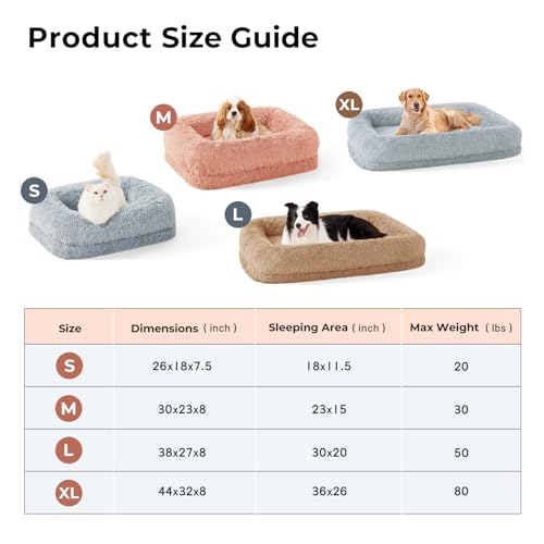 New ZOMISIA Calming Large Sized Dog Bed | Grey, Orthopedic 38"L x 27"W x8"TH