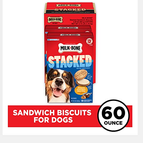 New Milk-Bone Stacked Dog Treats | Molasses & Peanut Butter Filling • 30 oz (Pack of 2)