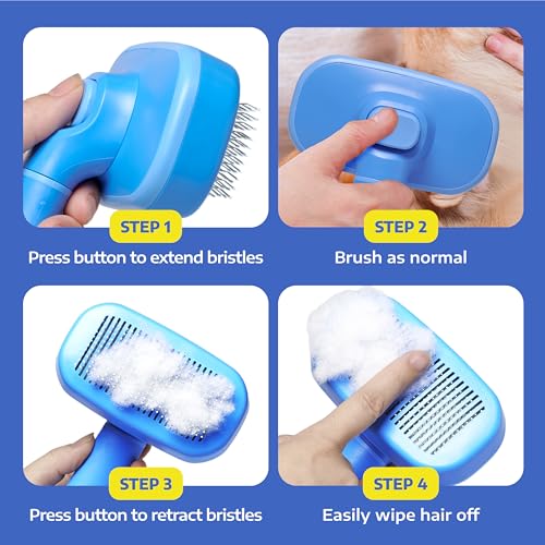 New Hertzko Self Cleaning Slicker Brush | Blue