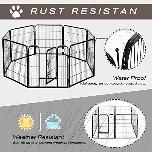 New HCY Large Dog Kennel Puppy Playpen (8 Panels Foldable) | 32 in H, Black