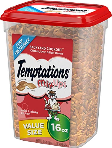 New Temptations MixUps Backyard Cookout Cat Treats | 4 tubs (16 oz each), Backyard Cookout