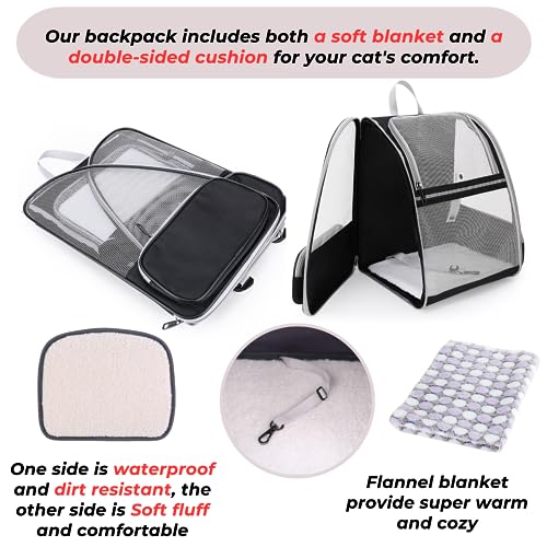 New Lollimeow Cat Backpack Carrier, Fully Ventilated | Mesh Black