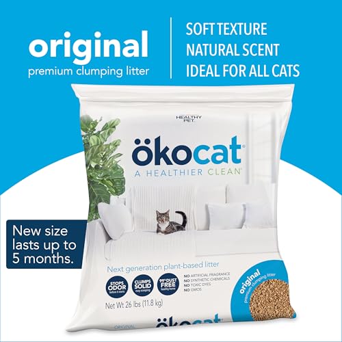 New ökocat Original Wood Clumping Cat Litter, Natural Ingredients | Unscented, 26 lb XL