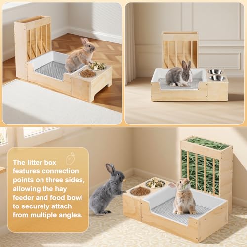 New Essenhome Extra-Large 3 in 1 Rabbit Litter Box | Wood