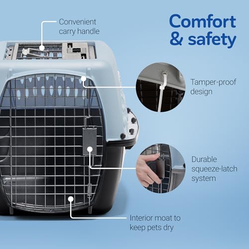 New Petmate Two-Door Plastic Pet Kennel, Top & Front Loading | Blue & 24"