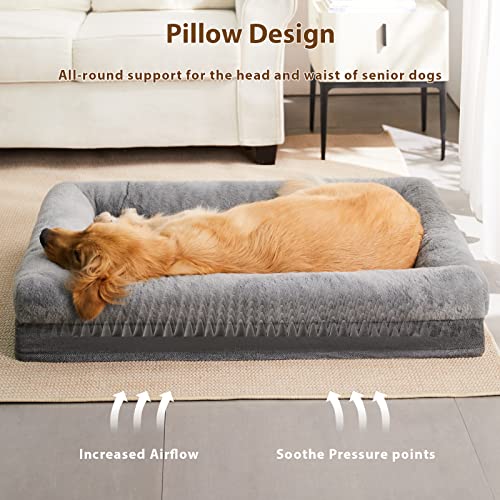 New BFPETHOME Orthopedic Dog Bed for Large Sized Dogs | Grey, L(35*23*6inch)