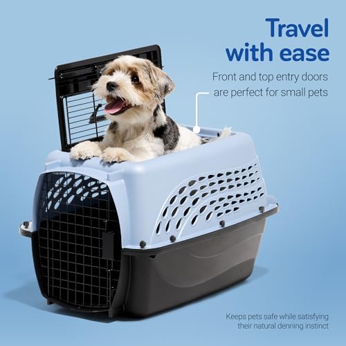 New Petmate Two-Door Plastic Pet Kennel, Top & Front Loading | Blue & 24"