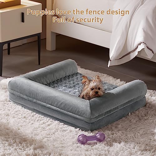 New BFPETHOME Dog Beds for Large Dogs | Grey, 28"L x 23"W x 6.5"Th