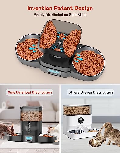 New HoneyGuaridan Automatic Cat Feeder for Two Cats | Black