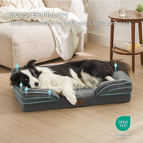 New Bedsure Orthopedic Large Sized Dog Bed | Dark Grey, 35"