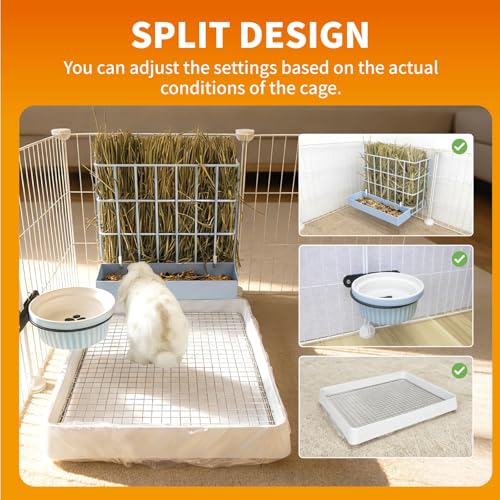 New BESNEW 3 in 1 Rabbit Hay Feeder with Litter Box