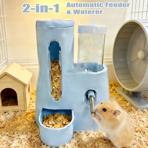 New IVICOO Hamster Food Bowl Guinea Pig Water Bottle | Blue