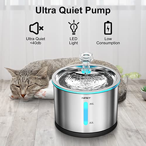 New NPET WF210 Cat Water Fountain Stainless Steel | 50oz/1.5L, Stainless steel
