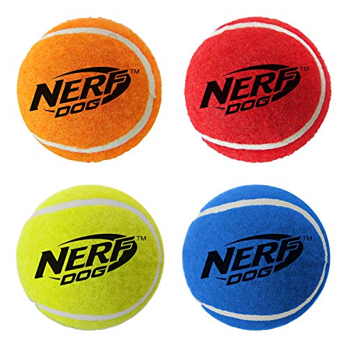 New Nerf Dog Squeak Tennis Ball | Multi-Color, 4-Pack