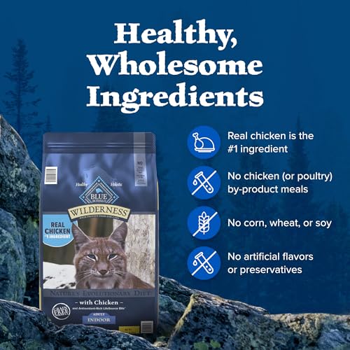 New Blue Buffalo Wilderness Adult Indoor Dry Cat Food | 15 lb bag, Chicken
