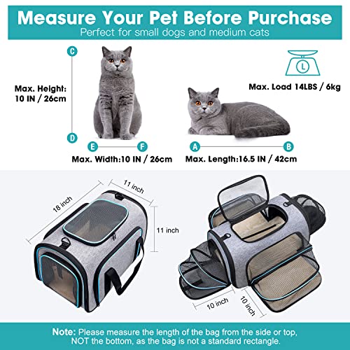 New Siivton 4 Sides Expandable Pet Carrier | Gray/Blue, 18″ L × 11″ W × 11″ H