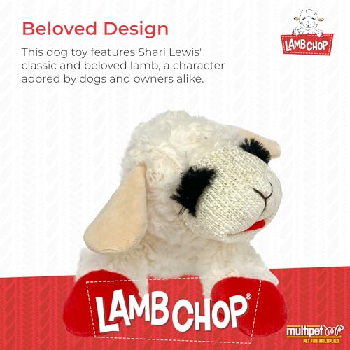 New Multipet Lamb Chop Plush Squeaky Toy | White, 10"