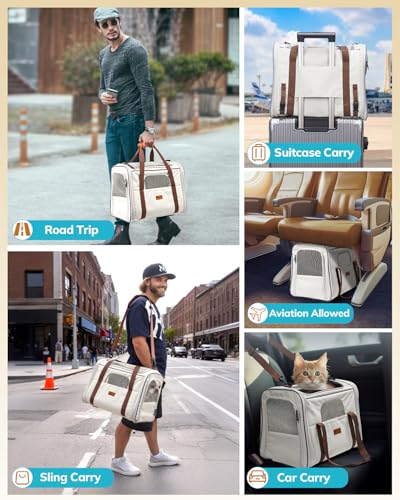 New Morpilot Soft Sided Cat & Dog Carrier | Beige, Up to 18 lbs