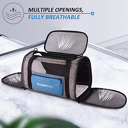 New BurgeonNest Soft-Sided Pet Carrier (4 Windows) | Blue&Gray