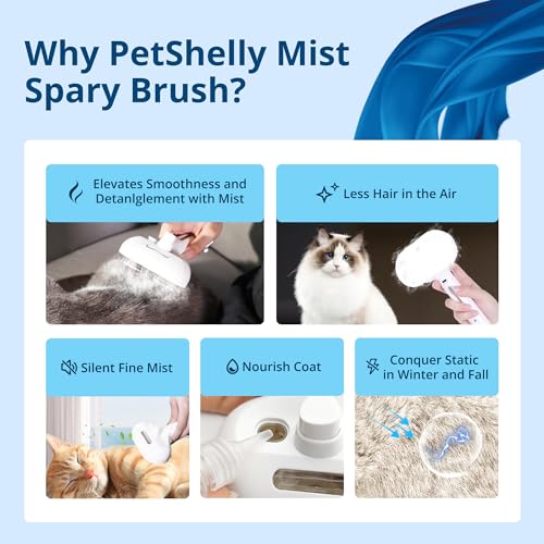 New Spray Cat Brush for Shedding Self-Cleaning Wet Cat Comb | White