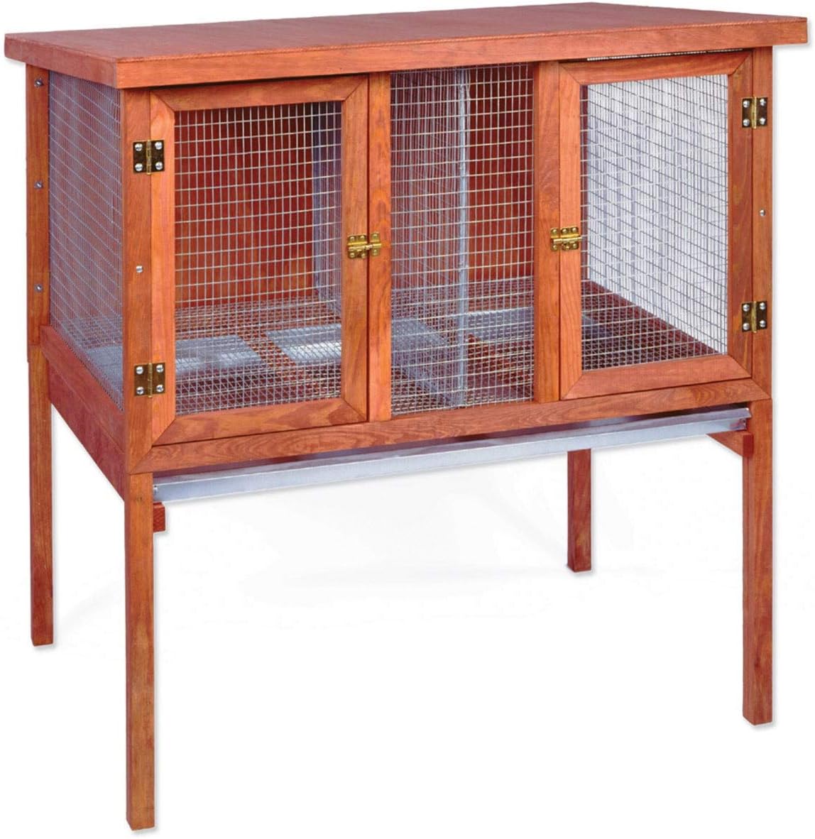 New Ware Manufacturing HD Bunny & Rabbit Double Hutch | 47.8" L × 34.5" W × 48.0" H & Brown