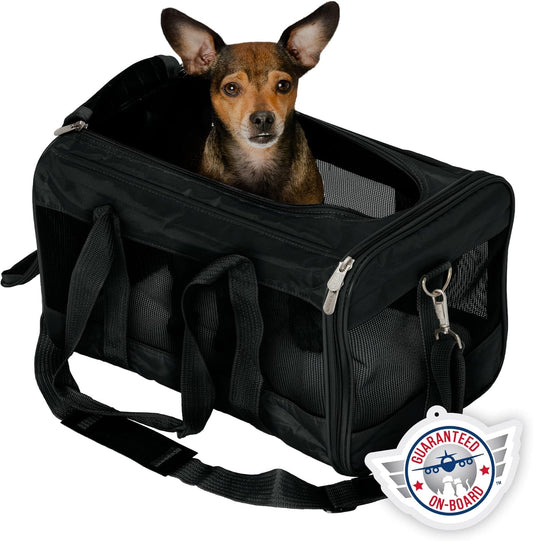 New Sherpa Original Deluxe Travel Pet Carrier, Airline Approved | Black & Medium
