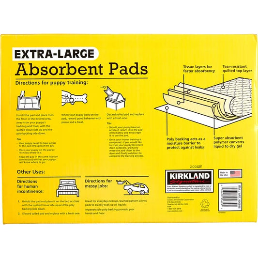 New Kirkland Signature Extra-Large Absorbent Pads| 30 in L X 23 in W, 100-count