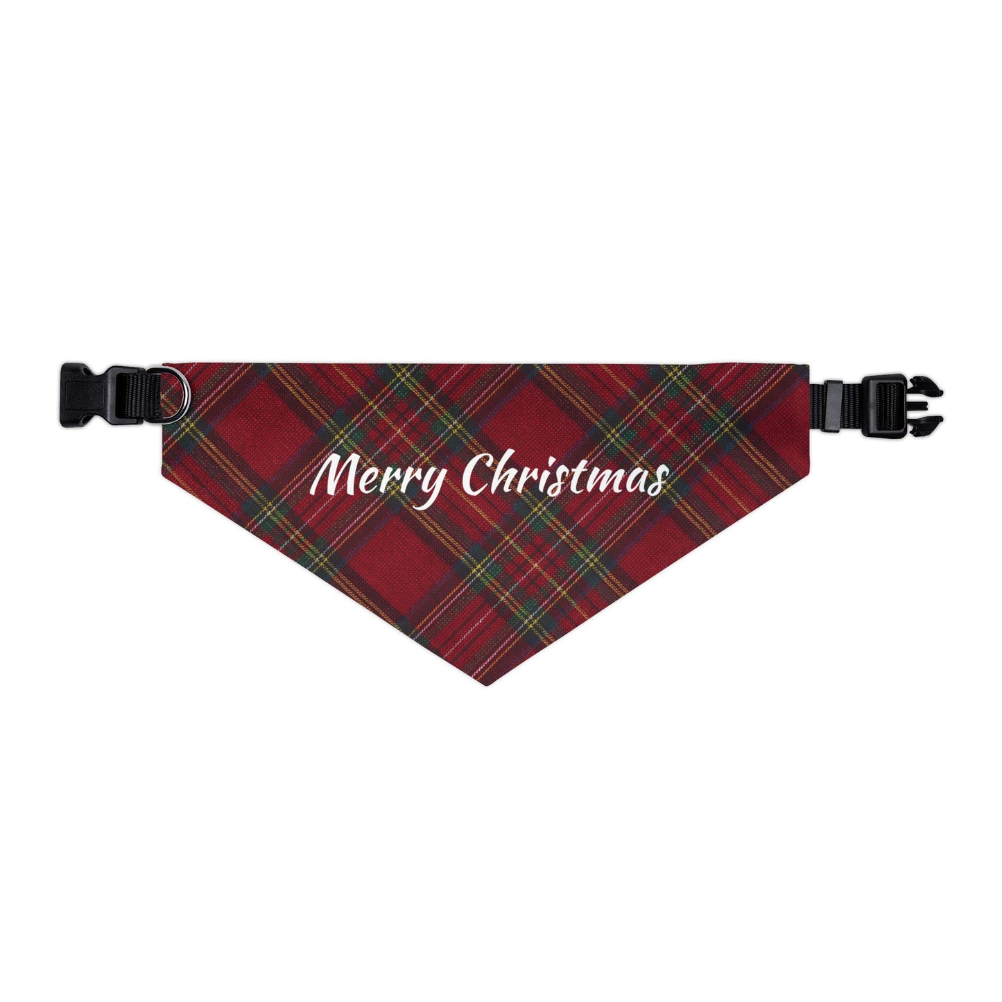 Merry Christmas Plaid Pet Bandana Collar | S, M, L, XL