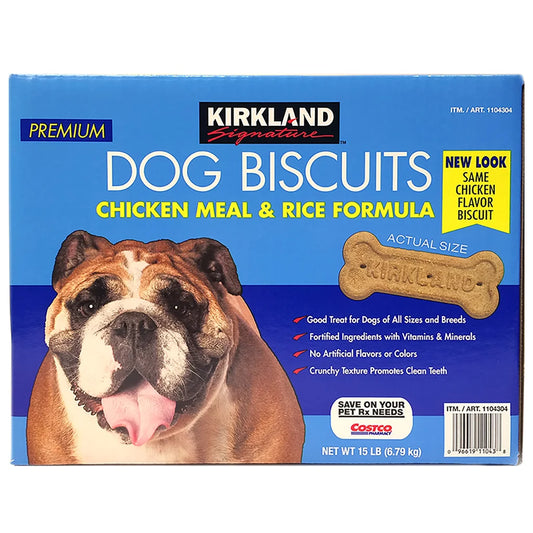 New Kirkland Signature Chicken Meal & Rice Formula Dog Biscuits | 15 lbs