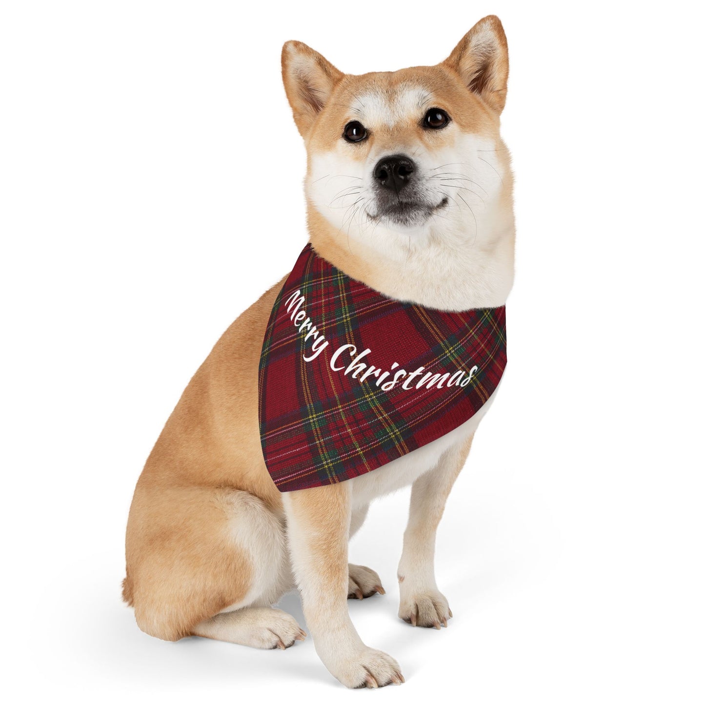 Merry Christmas Plaid Pet Bandana Collar | S, M, L, XL