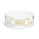 Personalized Ceramic Pet Bowl with Name Bone & Colorful Paw Prints (Custom Name)